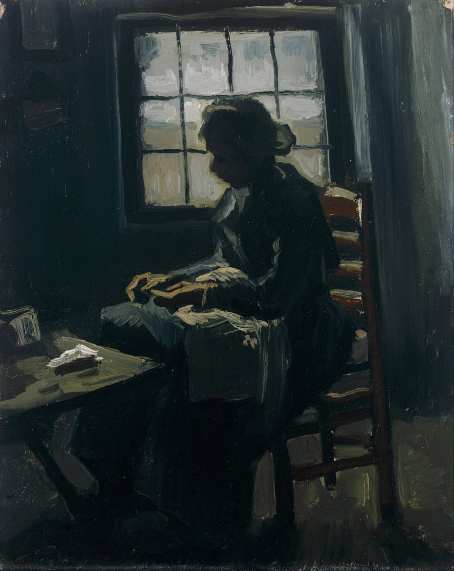 Femme cousant devant une fenêtre, F71 – Van Gogh