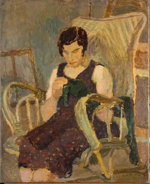 Femme cousine - Édouard Vuillard image 1 copie peinte à la main à l’huile