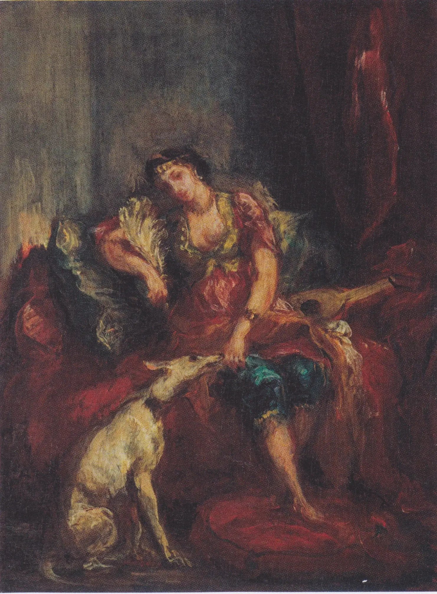 Femme d'Alger avec un lévrier - Eugène Delacroix image 1 copie de tableau peinte à la main
