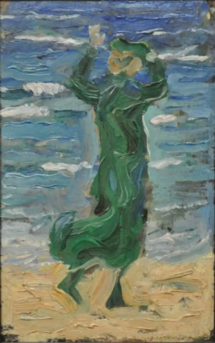 Femme dans le vent au bord de la mer - Franz Marc