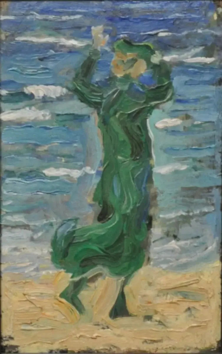 Femme dans le vent au bord de la mer - Franz Marc