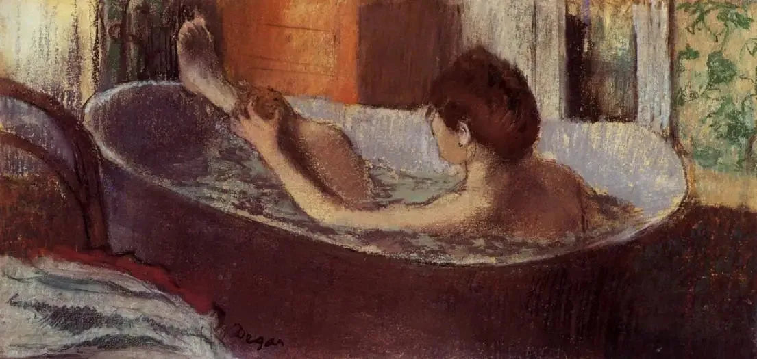 Femme dans son bain s'épongeant la jambe - Edgar Degas image 1 copie de tableau peinte à la main