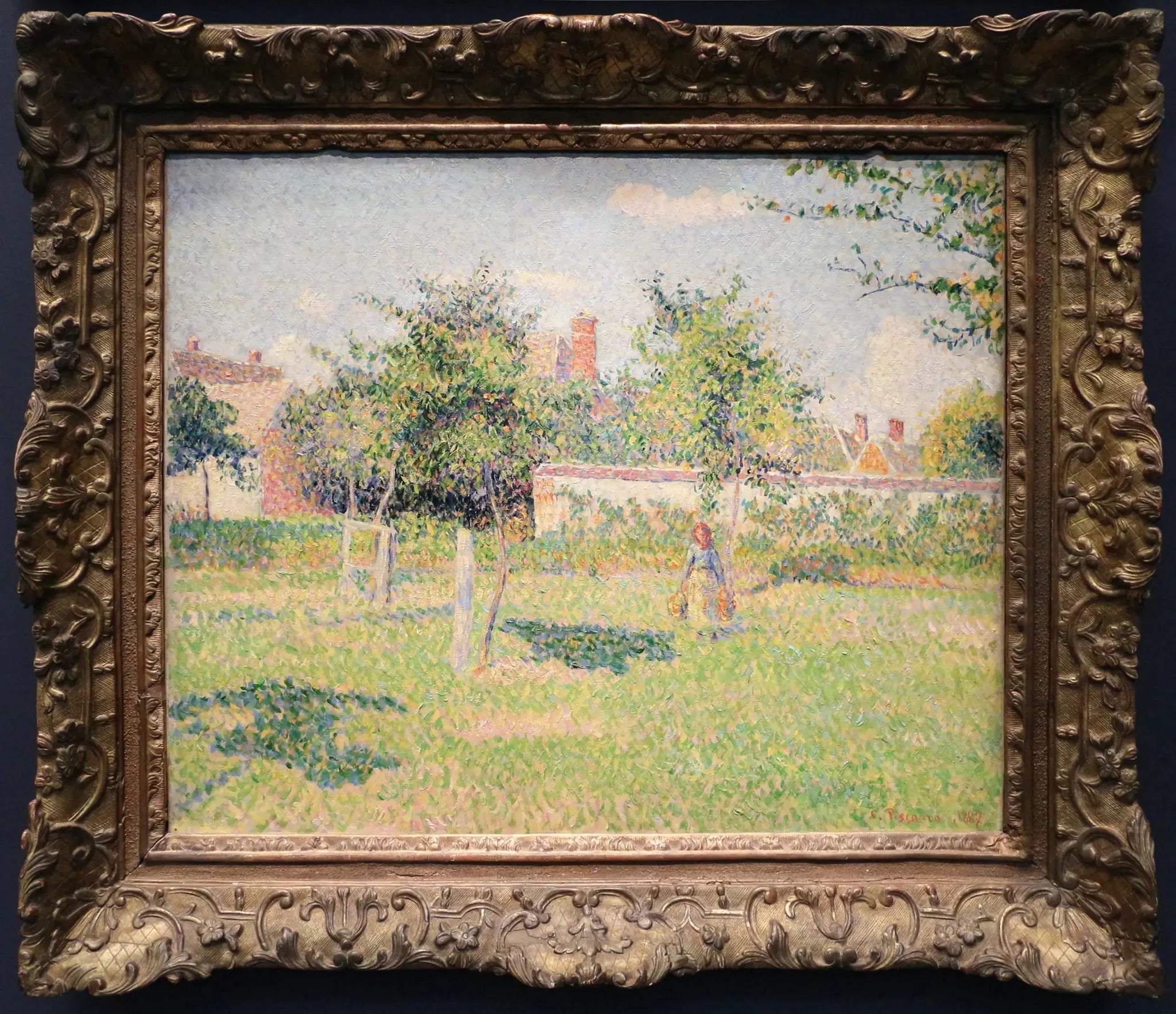 Femme dans un clos, soleil de printemps dans le pré à Éragny - Camille Pissarro image 1 reproduction artisanale de tableau