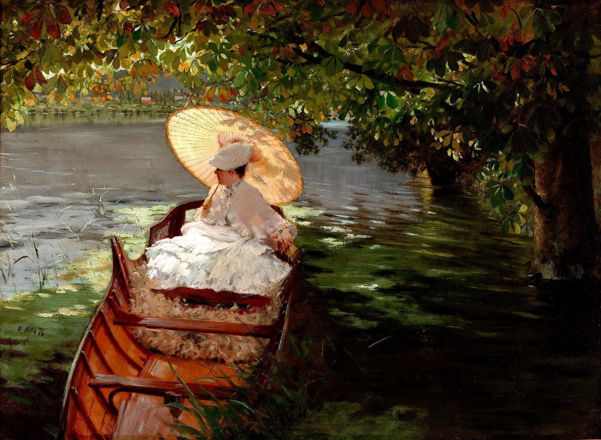 Femme dans une barque - Giuseppe De Nittis image 1 copie de tableau peinte à la main