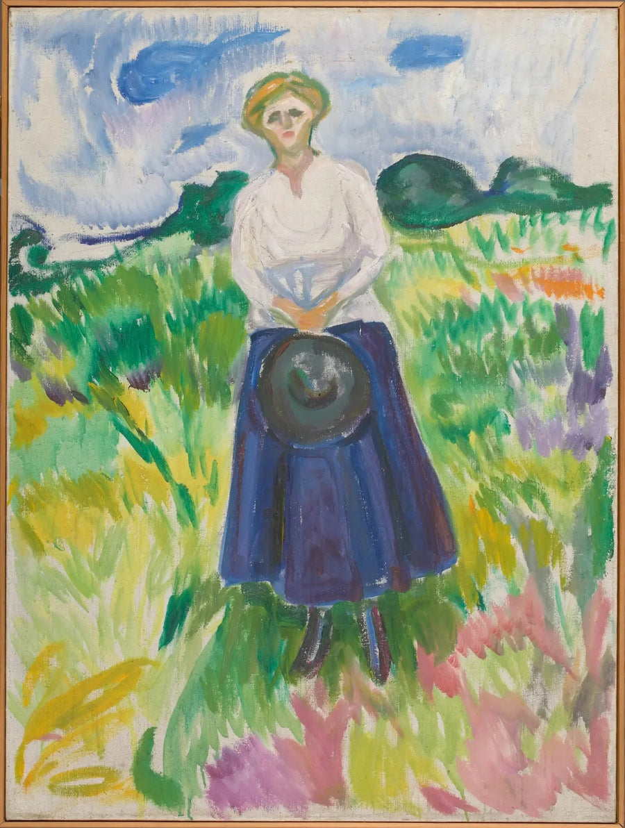 Femme dans une prairie verte - Edvard Munch