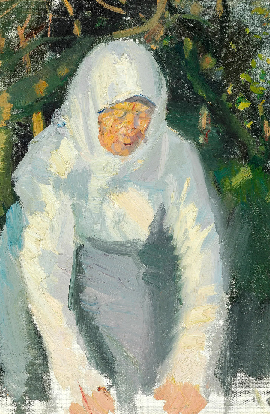 Femme de Skagen avec un foulard blanc. - Anna Ancher