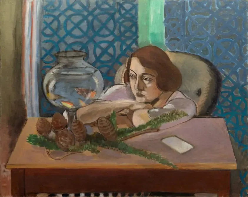 Femme devant un aquarium - Henri Matisse image 1 reproduction artisanale de tableau