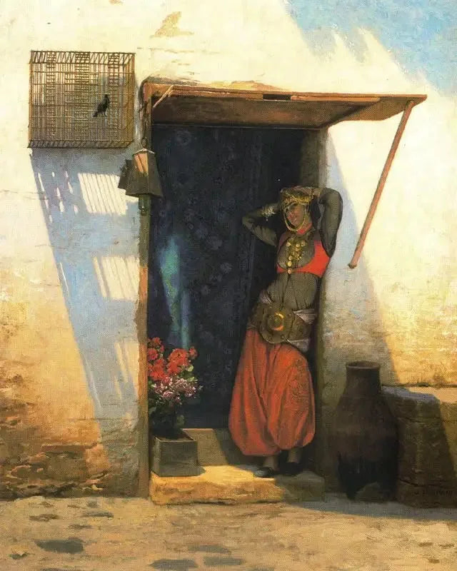 Femme du Caire à sa porte - Jean-Léon Gérôme image 1 copie de tableau peinte à la main