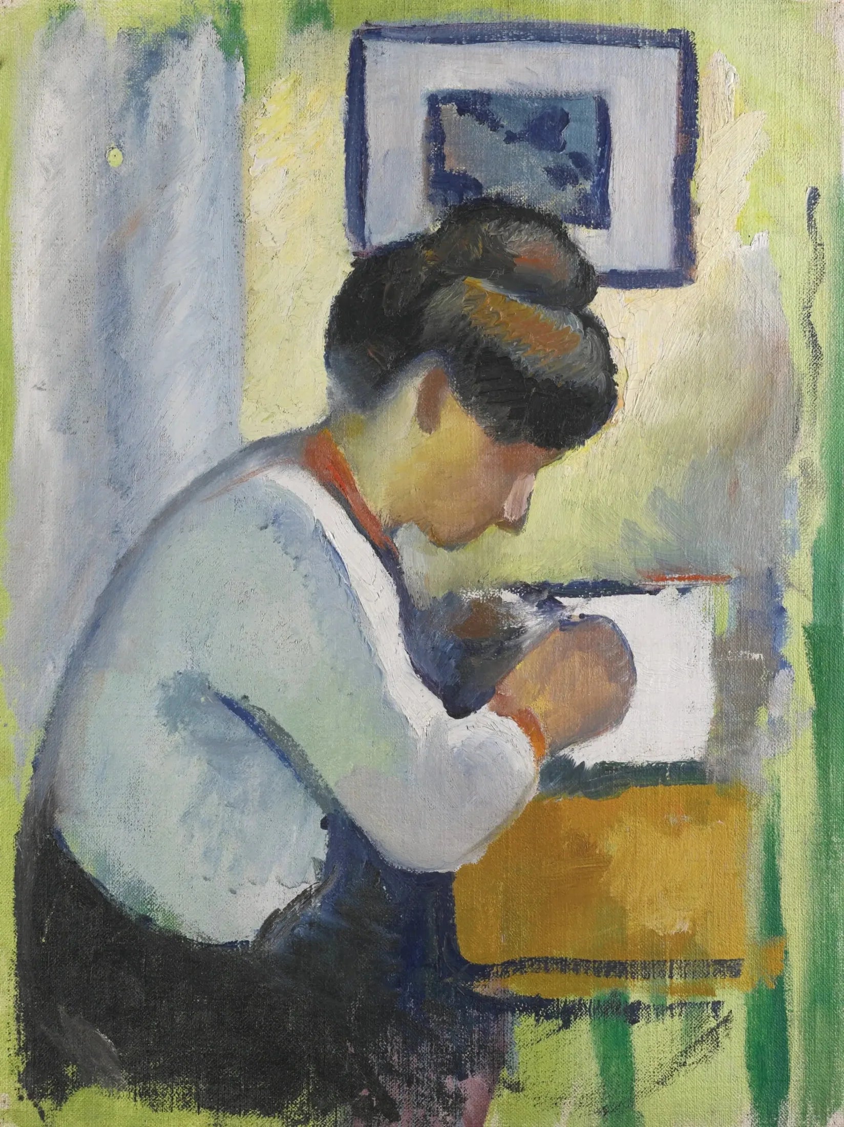Femme écrivant - August Macke image 1 reproduction réalisée par Alpha Reproduction
