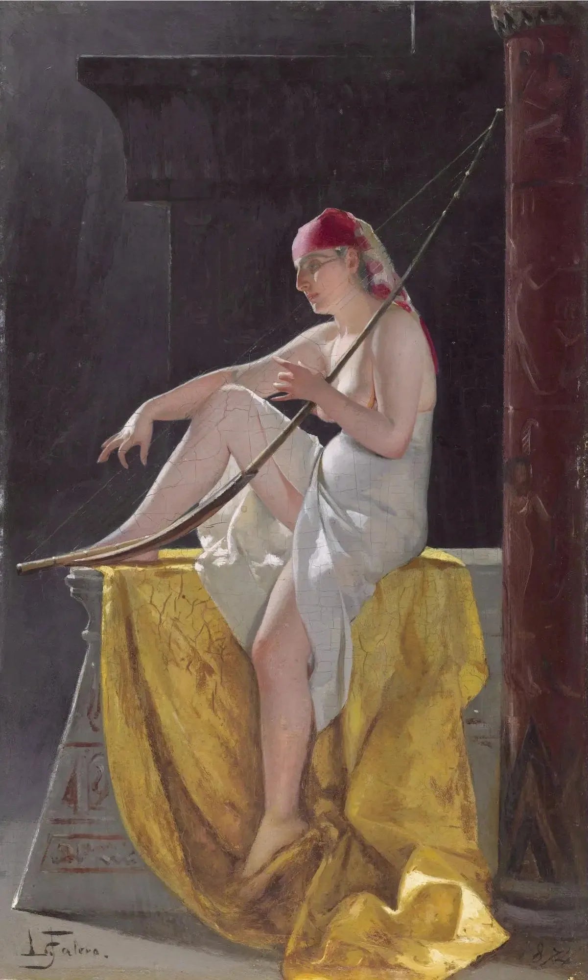 Femme égyptienne avec une harpe - Luis Ricardo Falero image 1 reproduction de peinture à l’huile