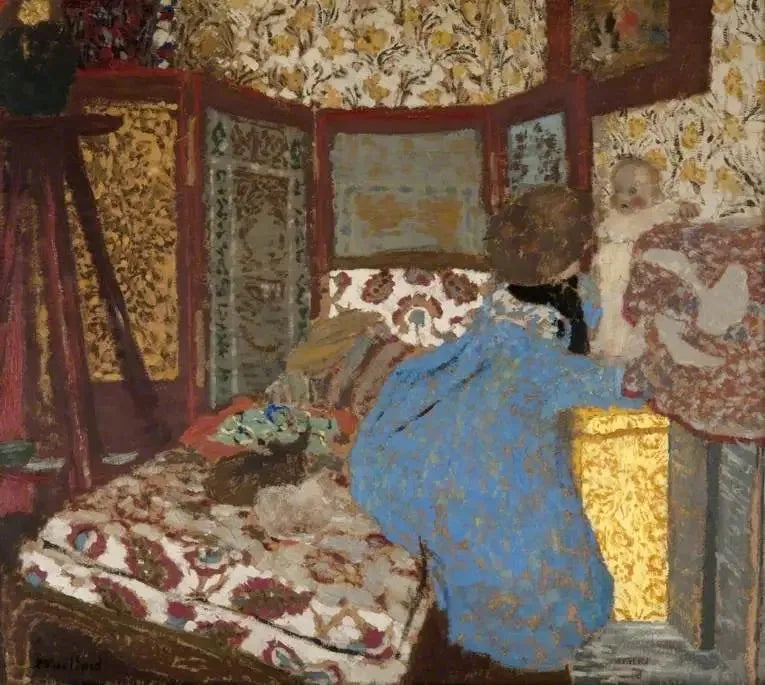 Femme en bleu avec un enfant - Édouard Vuillard image 1 reproduction réalisée par Alpha Reproduction