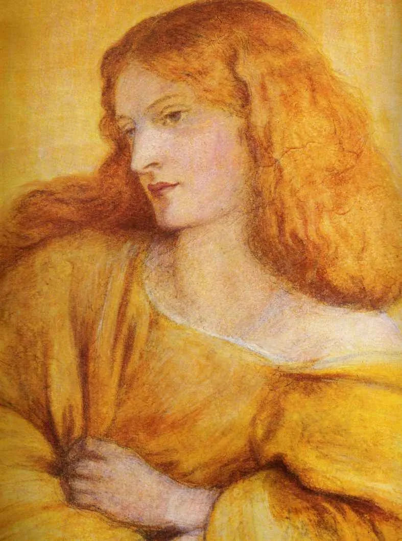 Femme en jaune - Dante Gabriel Rossetti image 1 copie peinte à la main à l’huile