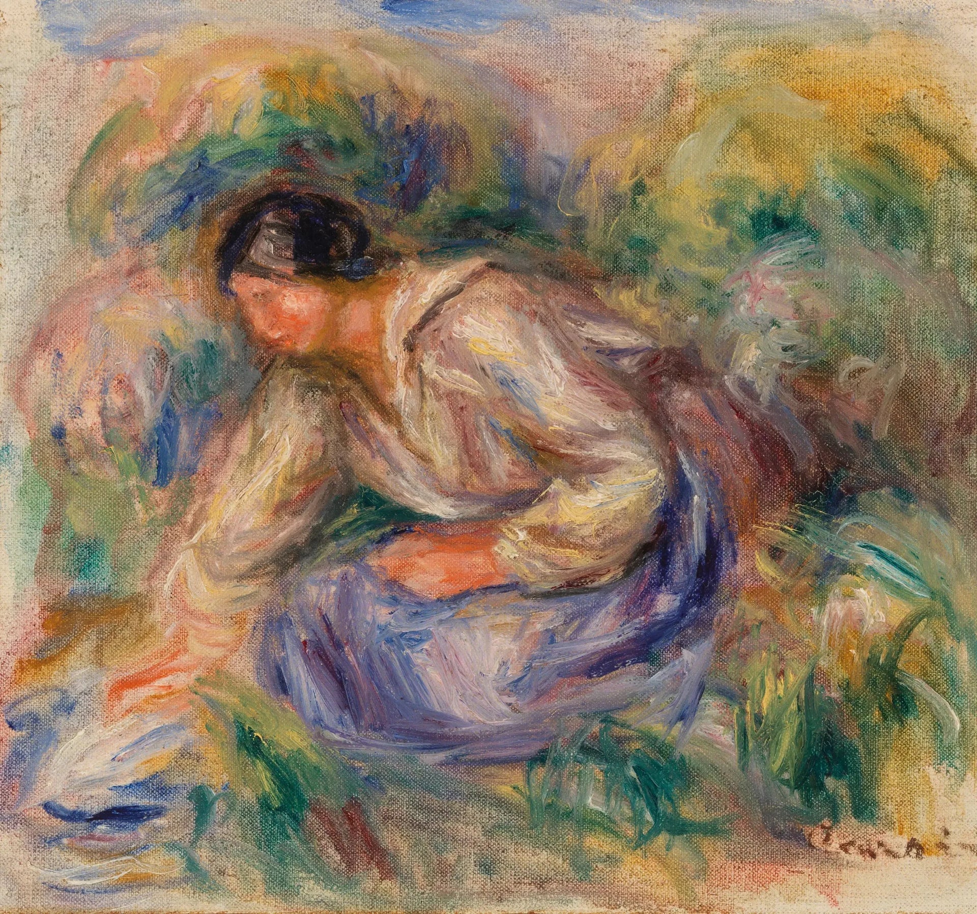 Femme en jupe bleue - Pierre-Auguste Renoir image 1 reproduction réalisée par Alpha Reproduction