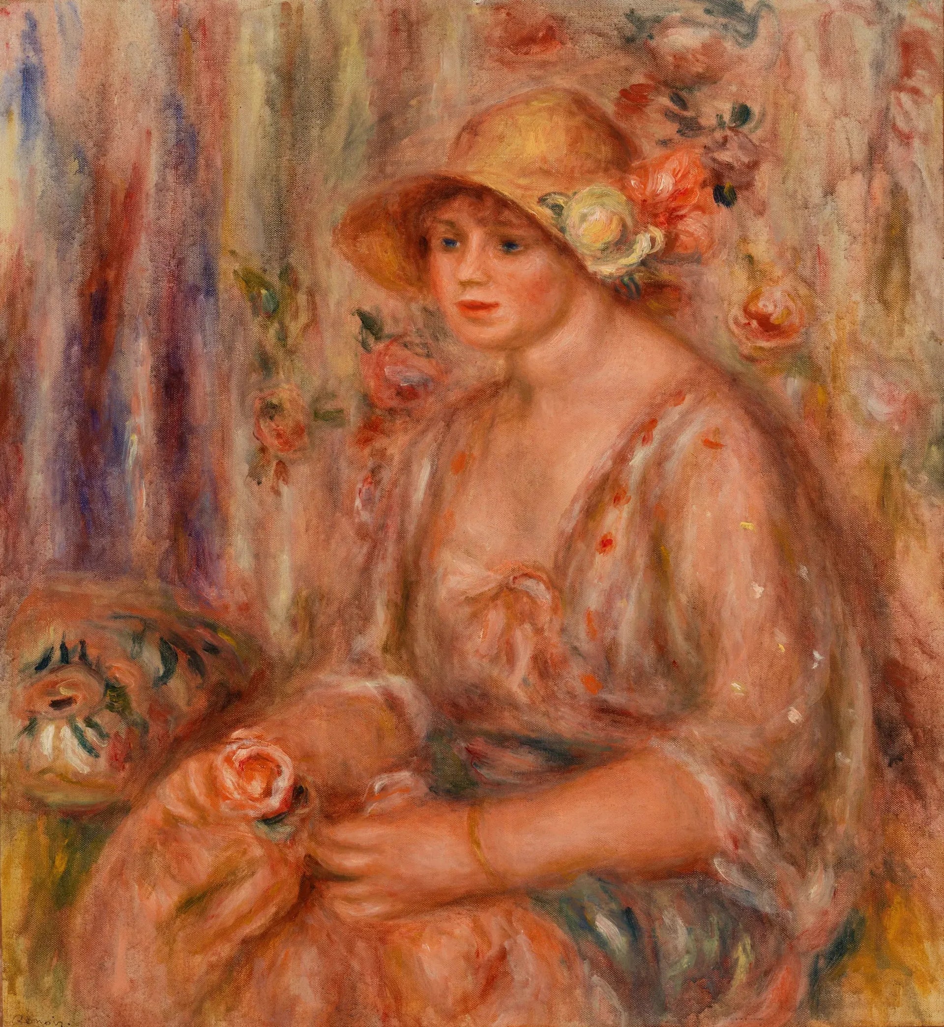 Femme en robe de mousseline - Pierre-Auguste Renoir image 1 reproduction d’œuvre d’art à l’huile