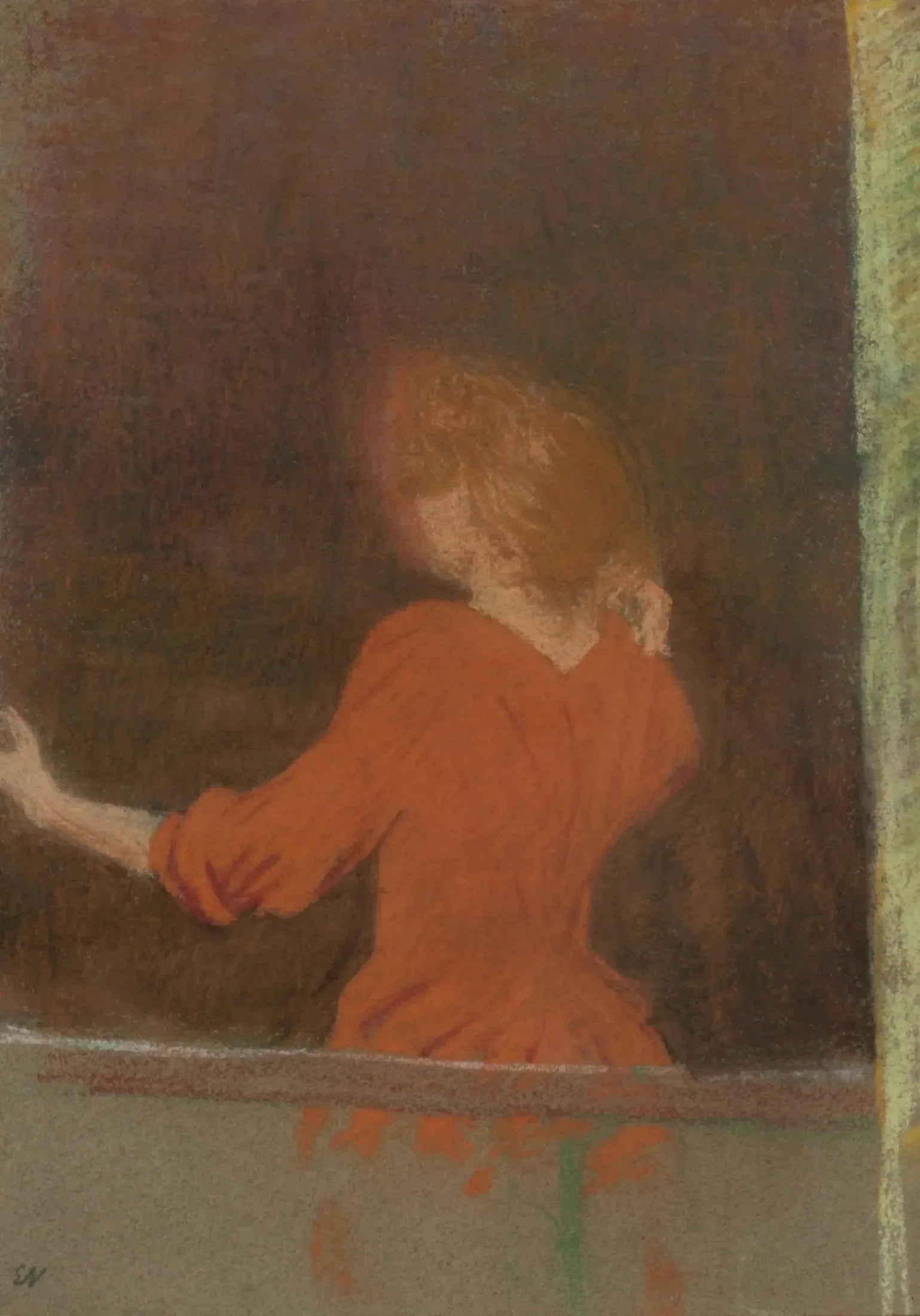 Femme en rouge, dos à la fenêtre (Mujer de rojo, de espaldas a la ventana) - Édouard Vuillard image 1 reproduction de peinture à l’huile