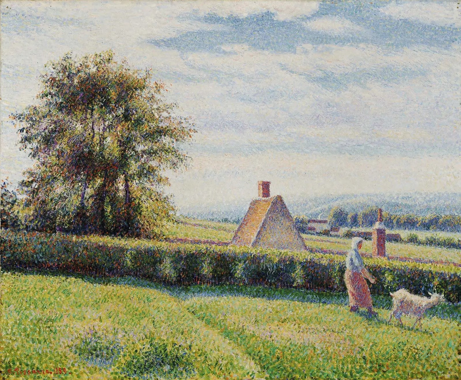 Femme et chèvre à Éragny - Camille Pissarro image 1 reproduction de peinture à l’huile