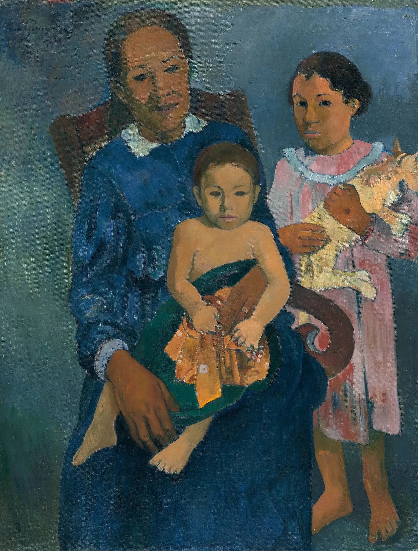 Femme et deux enfants - Paul Gauguin image 1 reproduction artisanale de tableau