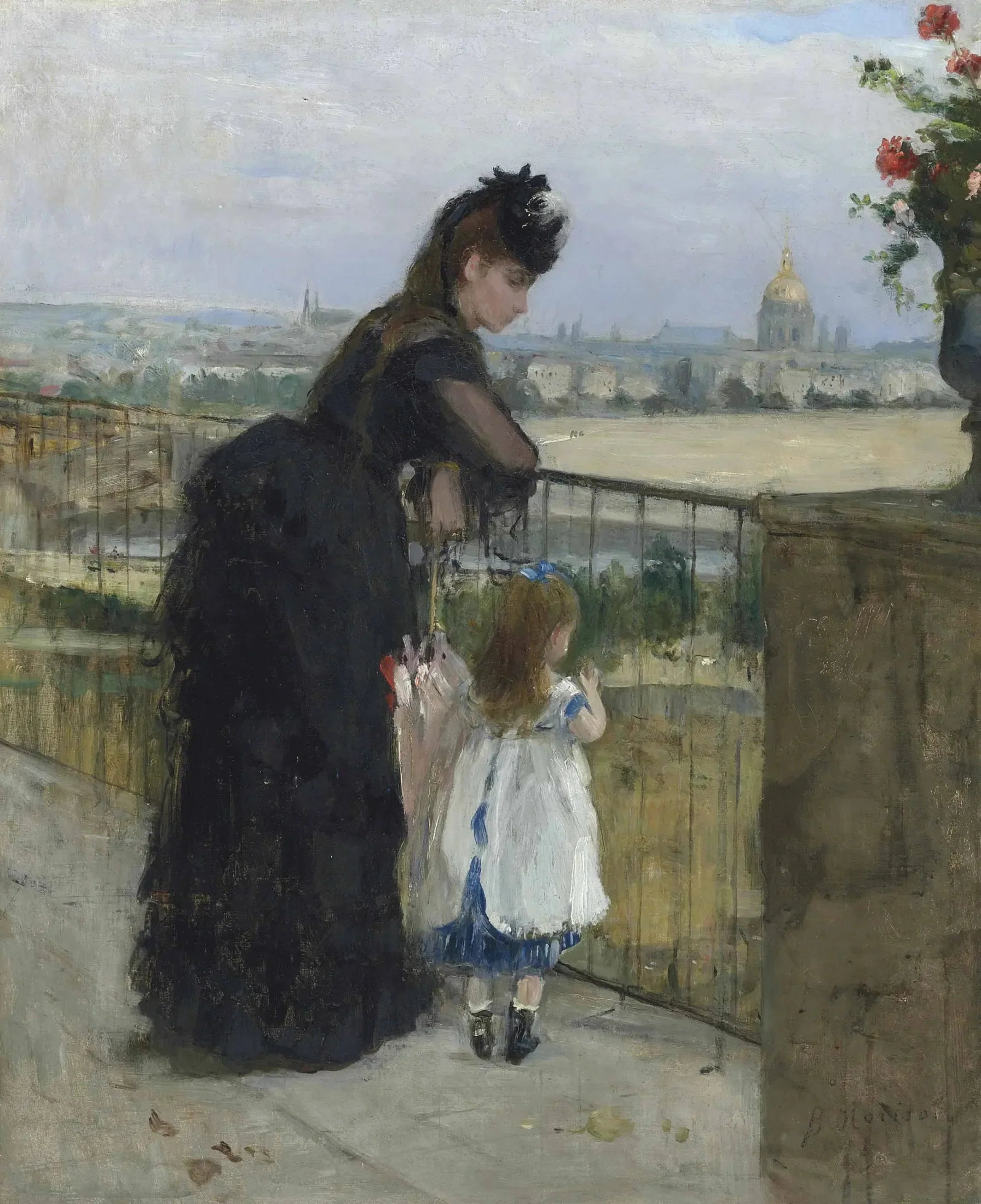 Femme et enfant au balcon - Berthe Morisot image 1 tableau peint à l’huile sur toile