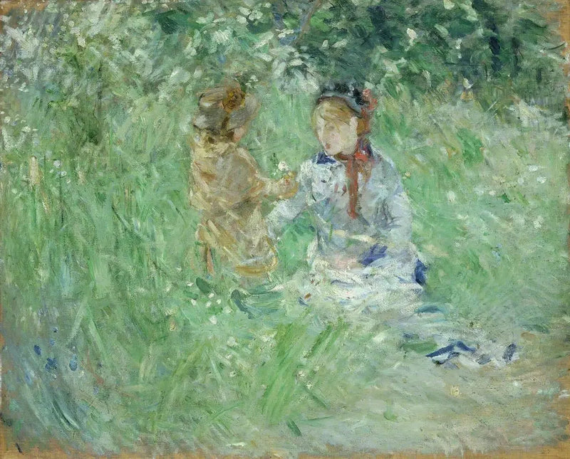 Femme et enfant dans un pré à Bougival - Berthe Morisot