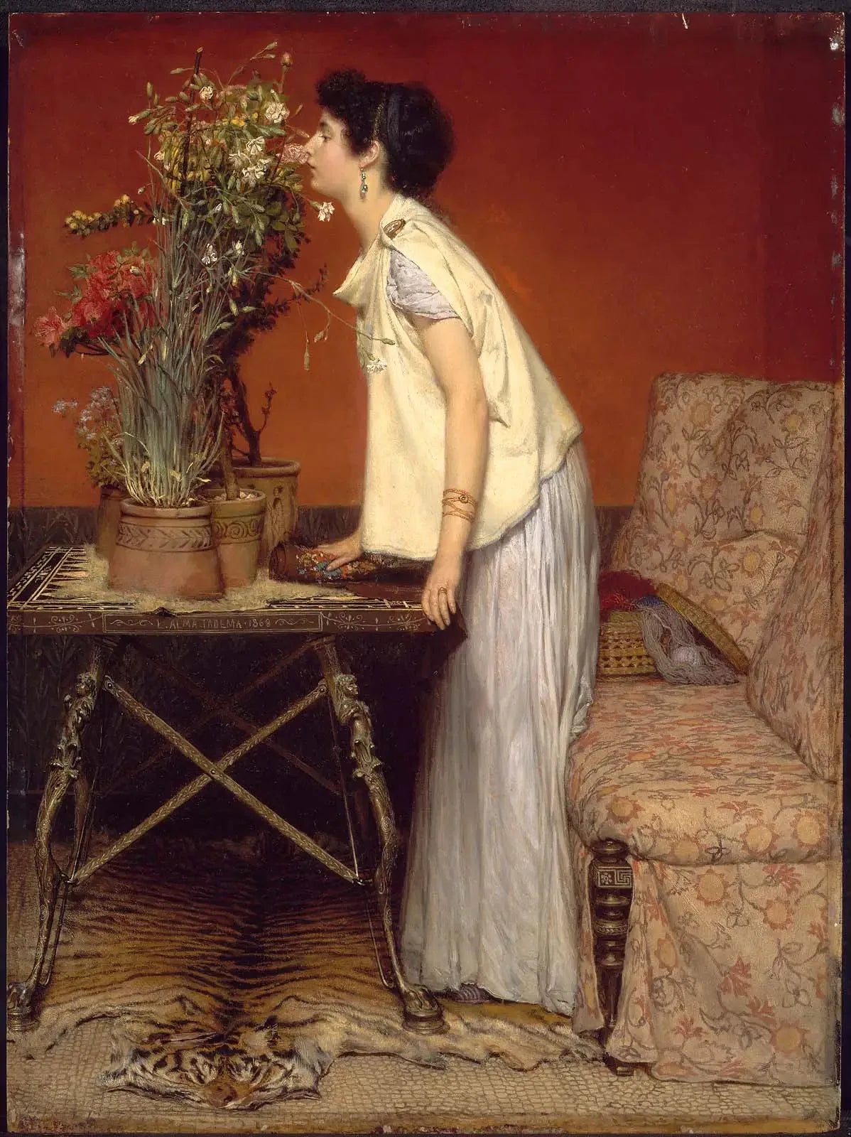 Femme et fleurs - Lawrence Alma-Tadema image 1 reproduction artisanale de tableau