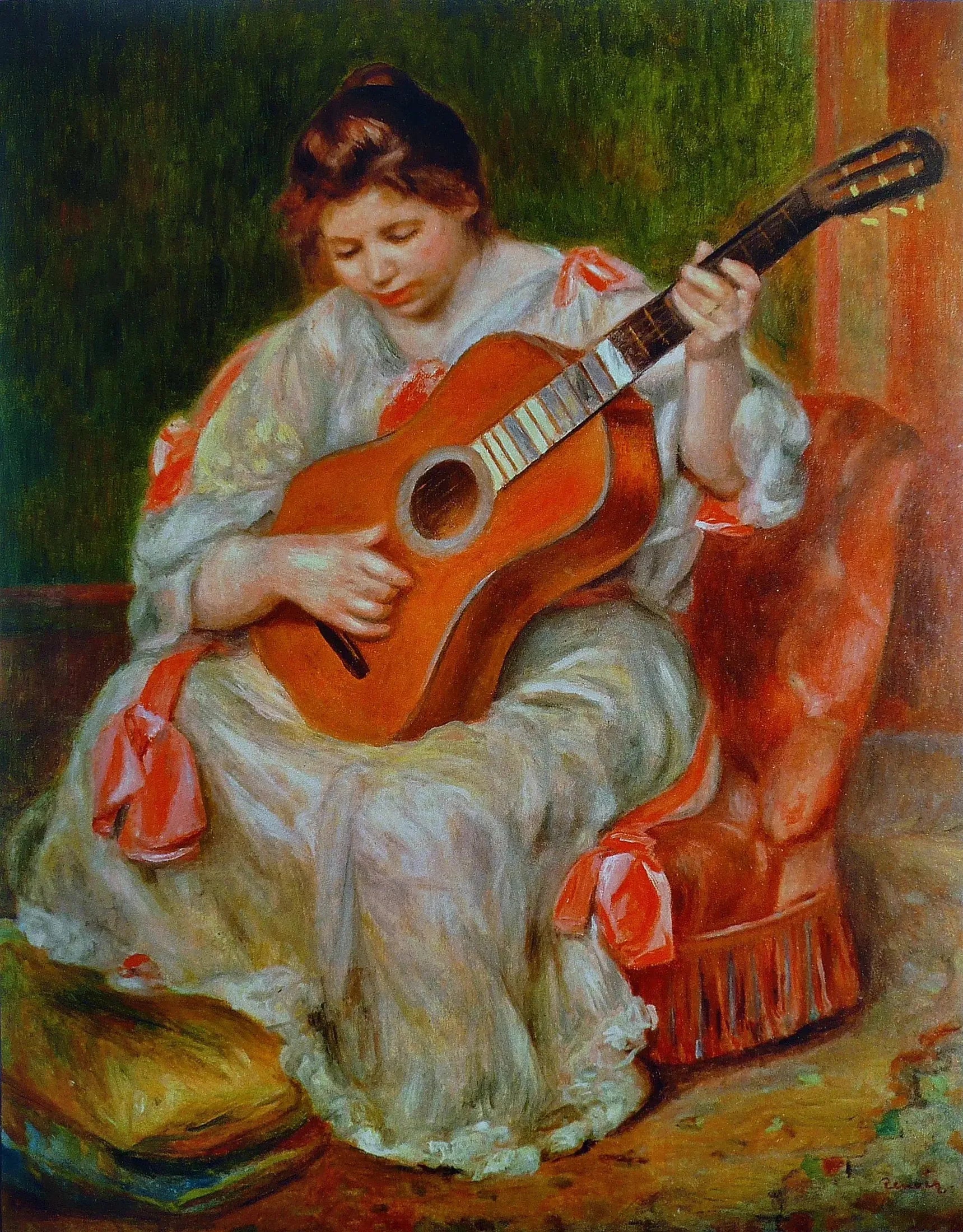 Femme jouant de la guitare - Pierre-Auguste Renoir image 1 tableau peint à l’huile sur toile