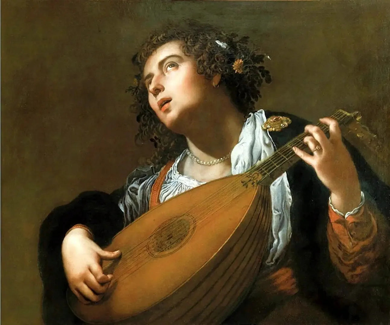 Femme jouant du luth - Artemisia Gentileschi image 1 reproduction de peinture à l’huile