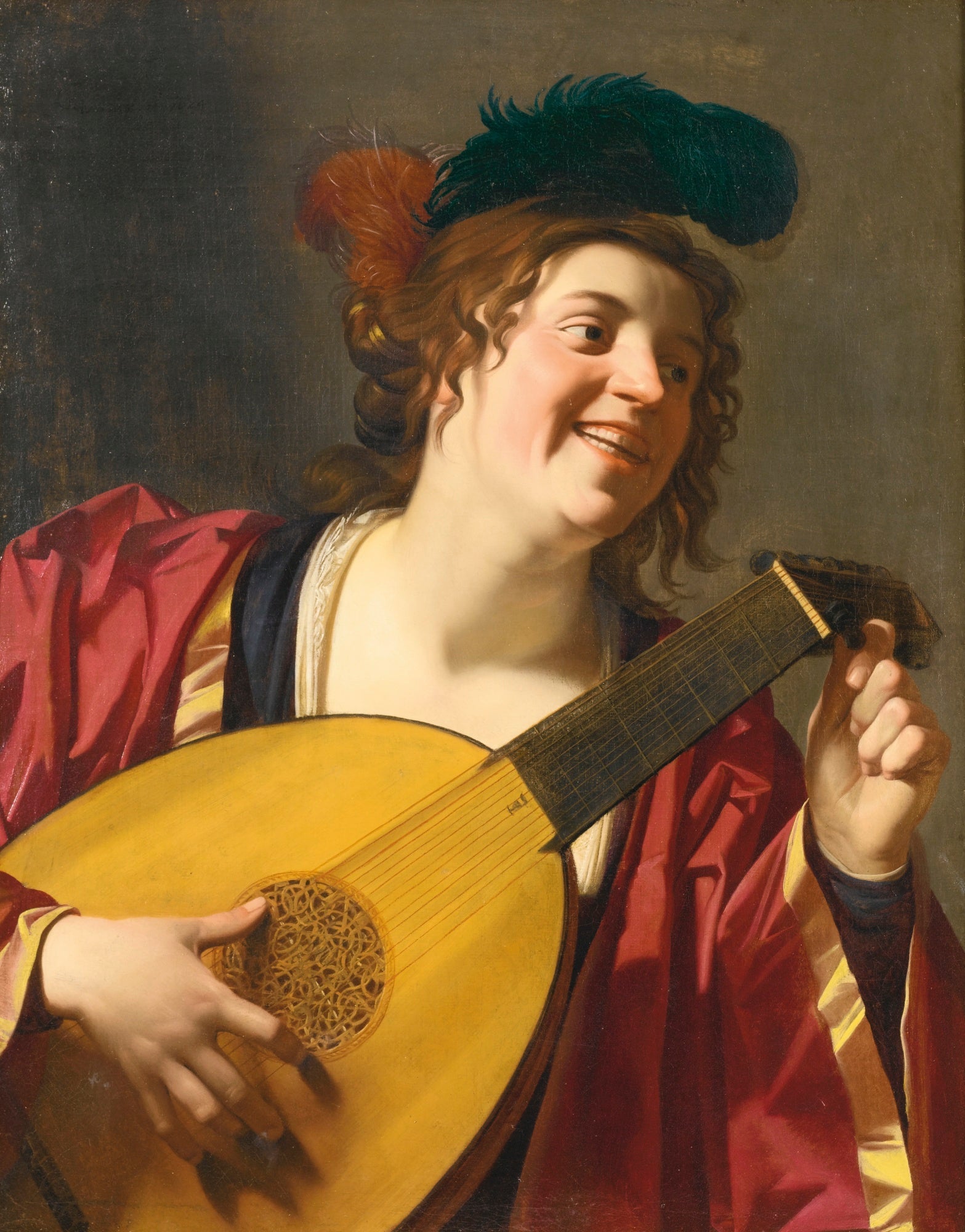 Femme jouant du luth - Gerrit van Honthorst image 1 tableau peint à l’huile sur toile