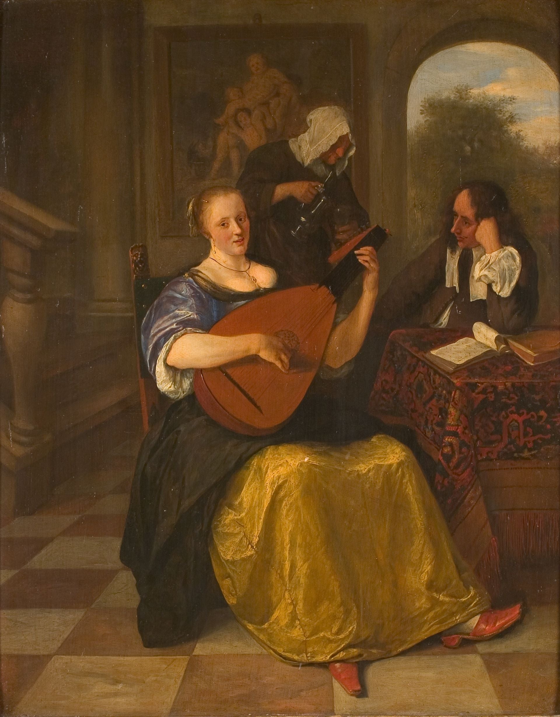 Femme jouant du luth - Jan Steen image 1 reproduction de peinture à l’huile