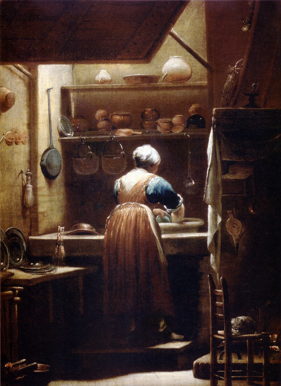 Femme lavant la vaisselle - Giuseppe Maria Crespi