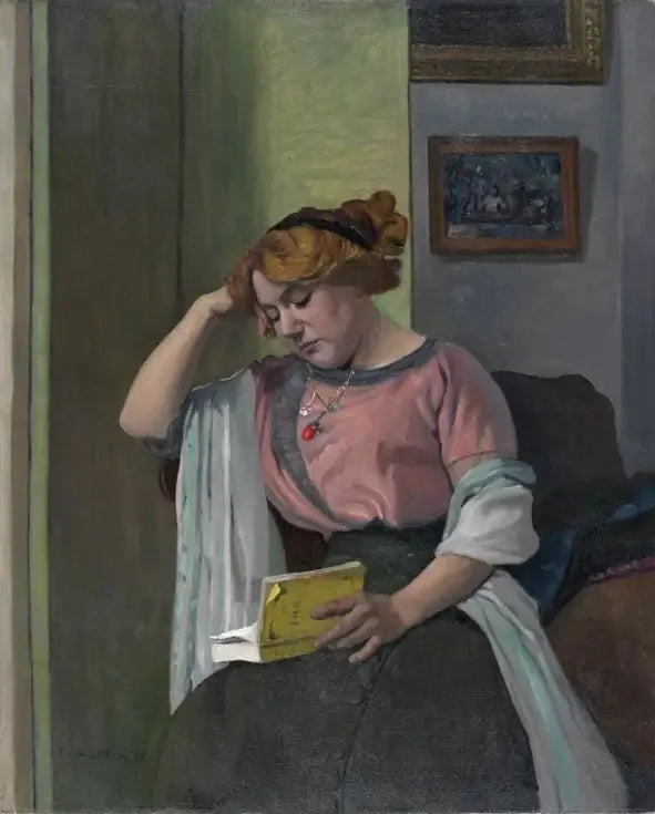 Femme lisant dans un intérieur - Félix Vallotton