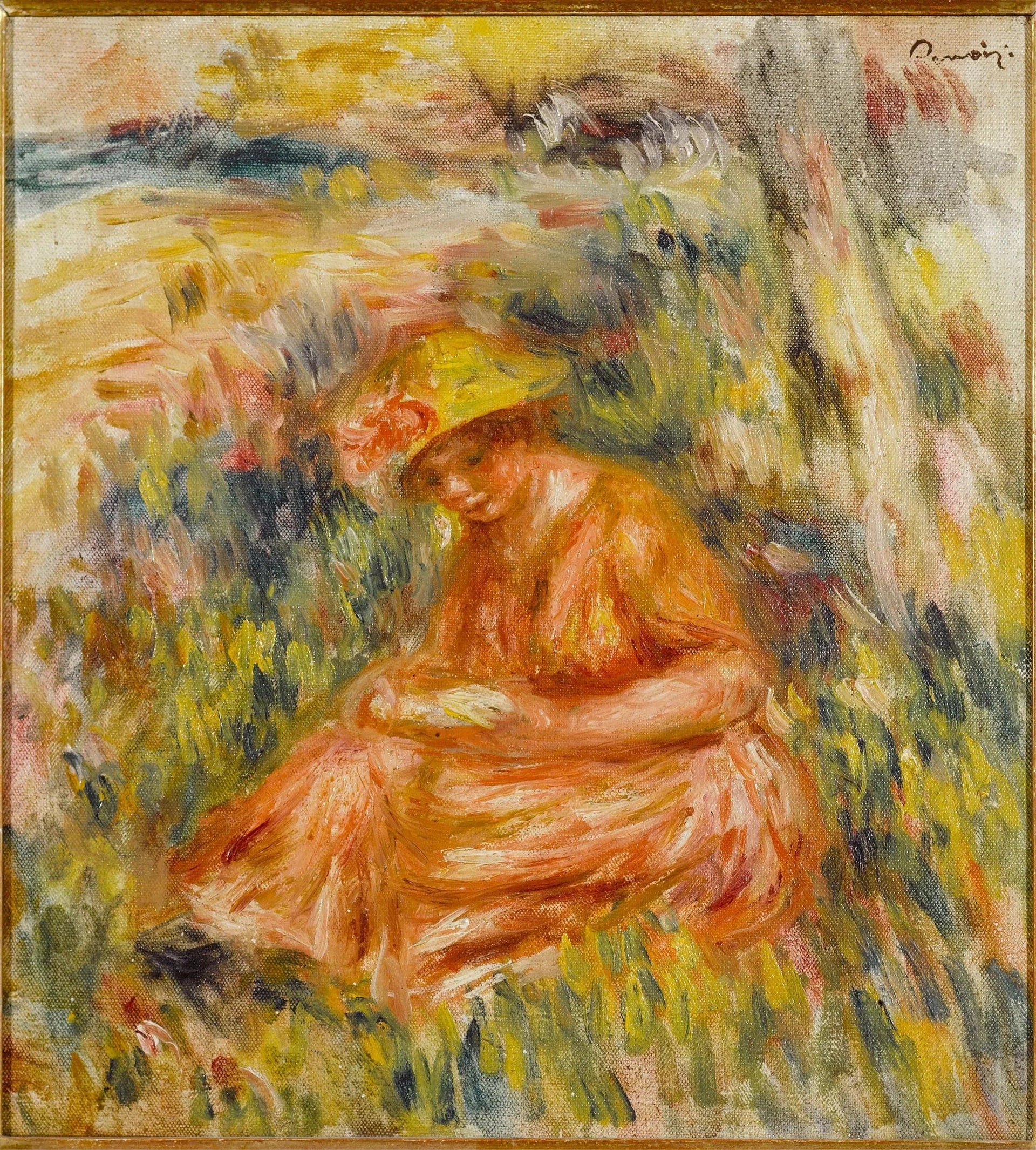 Femme lisant dans un paysage - Pierre-Auguste Renoir image 1 copie peinte à la main à l’huile