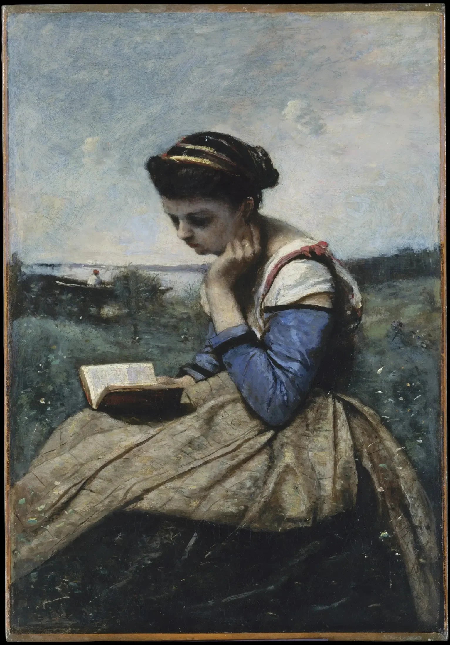 Femme lisant - Jean-Baptiste Camille Corot image 1 reproduction de peinture à l’huile