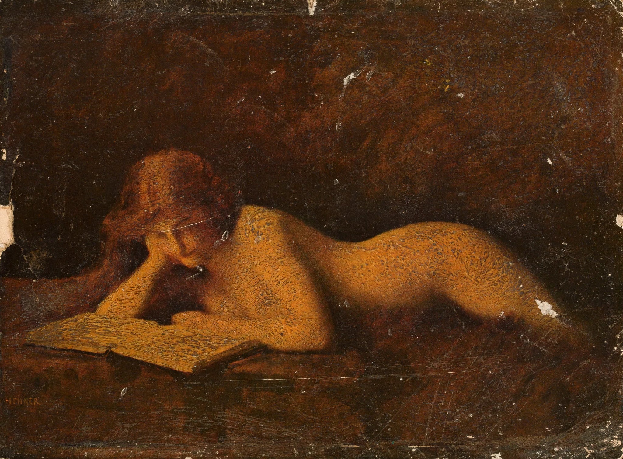 femme lisant - Jean-Jacques Henner image 1 reproduction artisanale de tableau