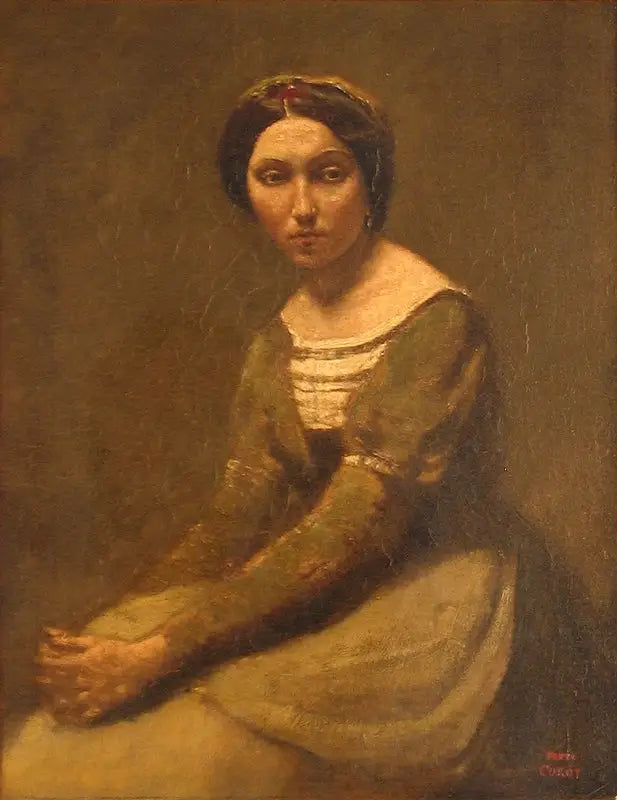 Femme méditant - Jean-Baptiste Camille Corot image 1 tableau peint à l’huile sur toile