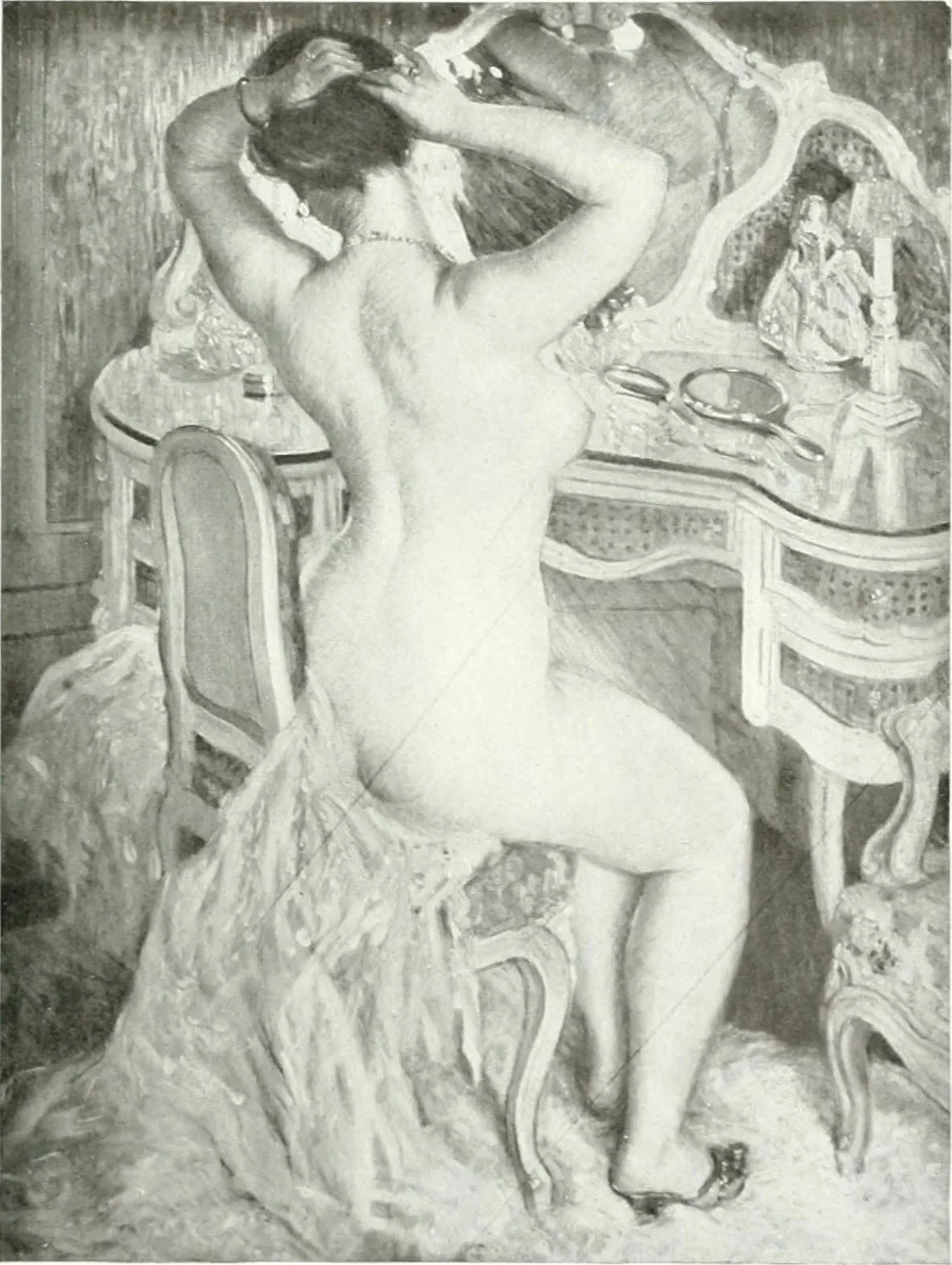 Femme nue à sa toilette - Frederick Carl Frieseke image 1 copie peinte à la main à l’huile