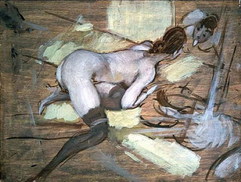 Femme nue allongée sur des coussins jaunes - Giovanni Boldini image 1 reproduction de peinture à l’huile