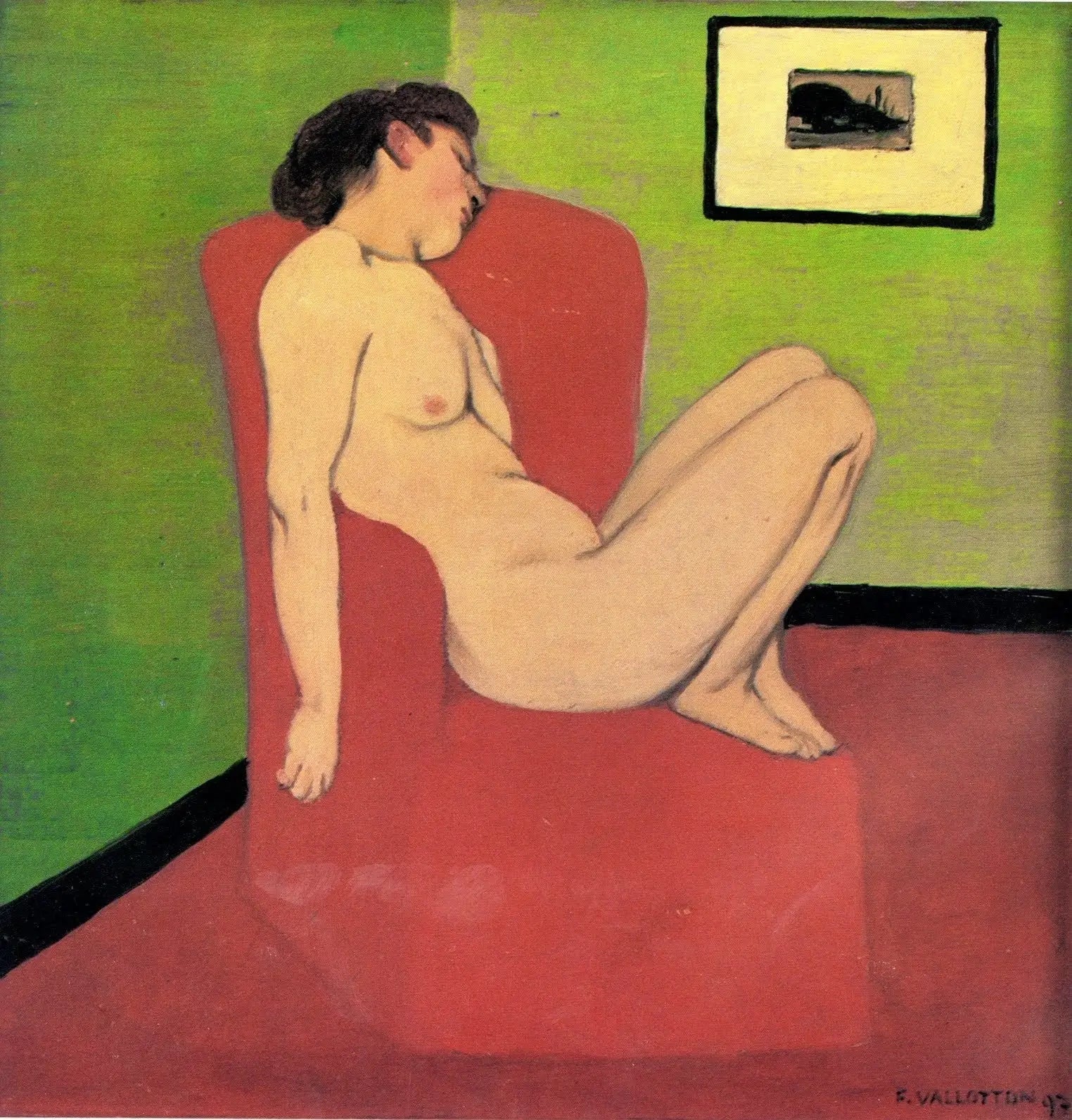 Femme nue assise dans un fauteuil - Félix Vallotton image 1 copie peinte à la main à l’huile