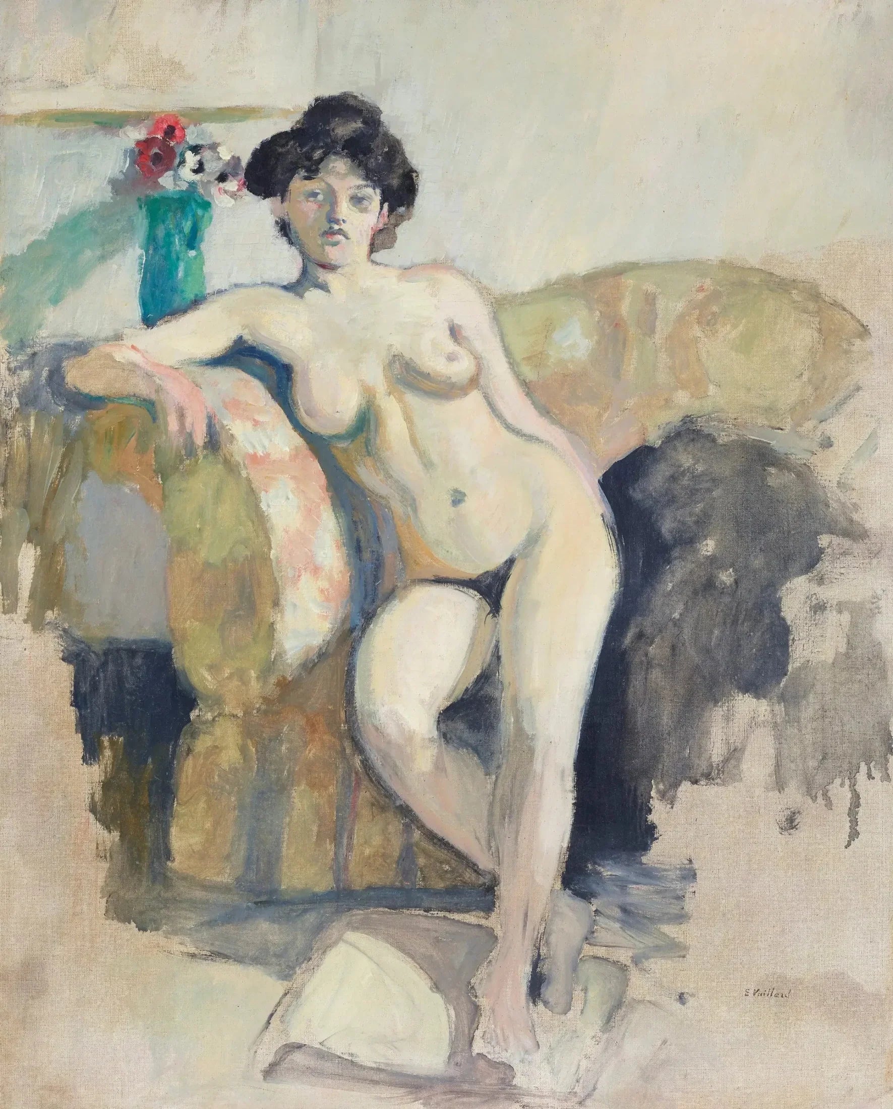Femme nue assise sur un canapé - Édouard Vuillard image 1 tableau peint à l’huile sur toile