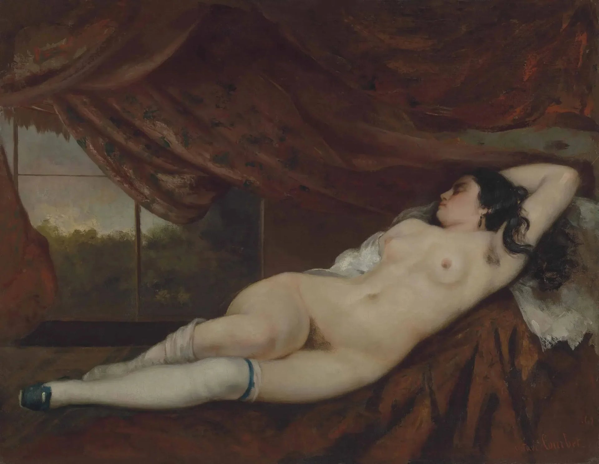 Femme nue couchée - Gustave Courbet image 1 reproduction d’œuvre d’art à l’huile