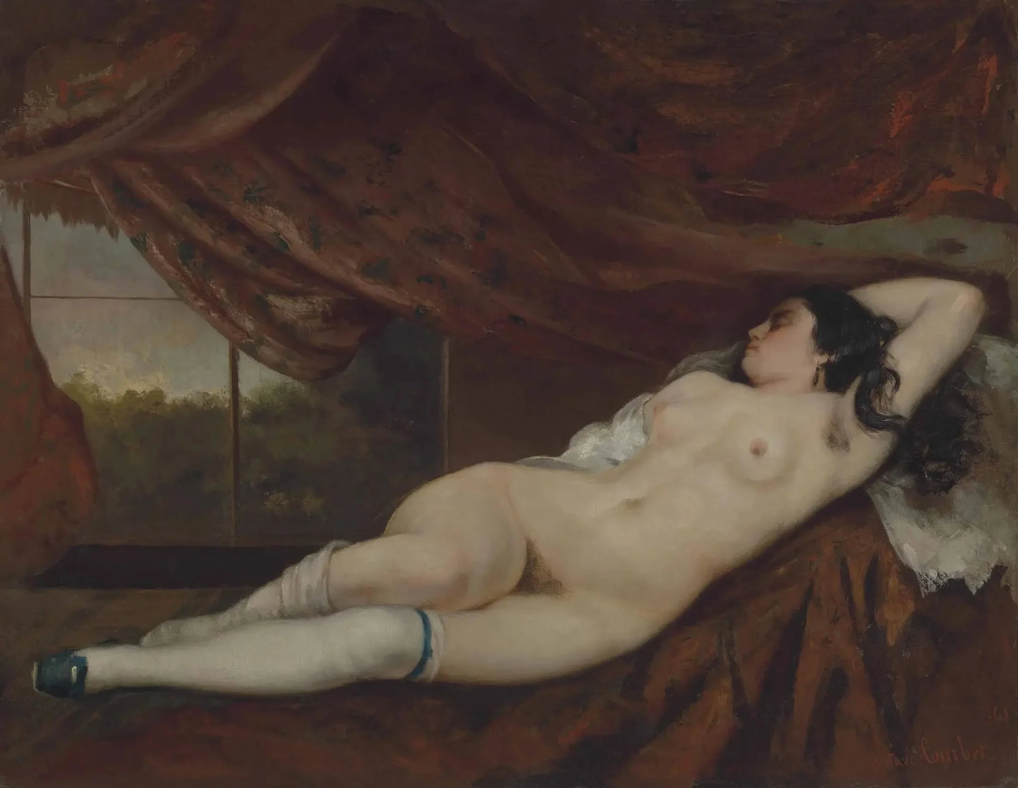Femme nue couchée - Gustave Courbet image 1 reproduction d’œuvre d’art à l’huile