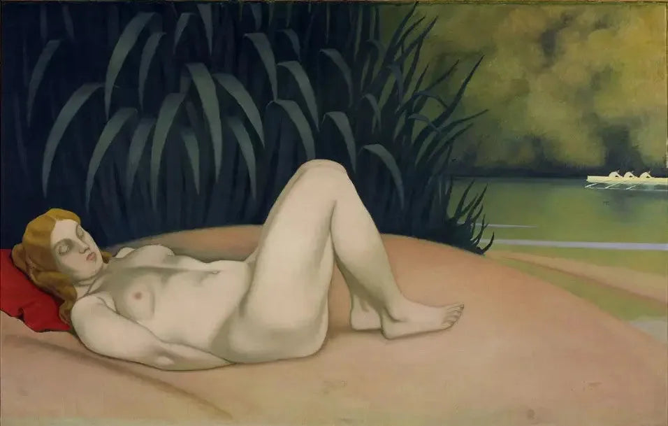 Femme nue endormie au bord de l'eau - Félix Vallotton image 1 reproduction artisanale de tableau