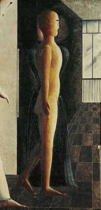 Femme nue et figure approchant - Oskar Schlemmer image 1 reproduction de peinture à l’huile