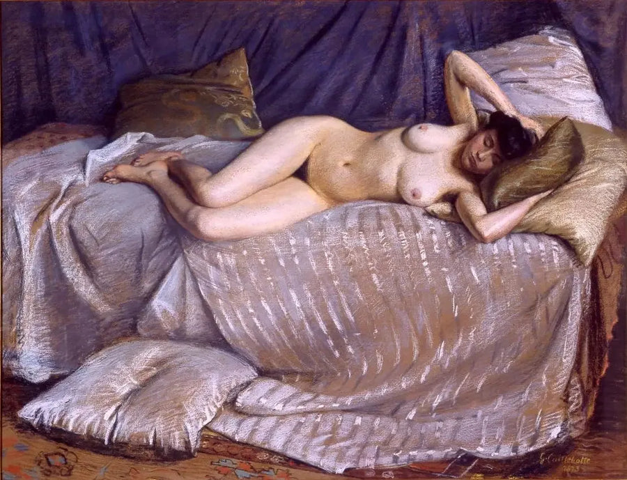 Femme nue étendue sur un divan - Gustave Caillebotte