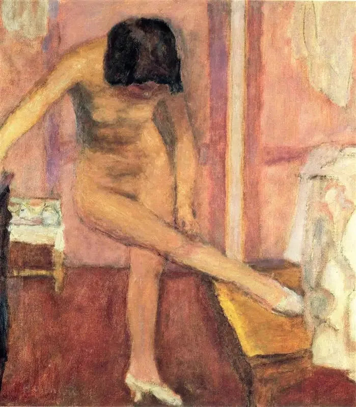 Femme nue se baissant - Pierre Bonnard image 1 copie peinte à la main à l’huile