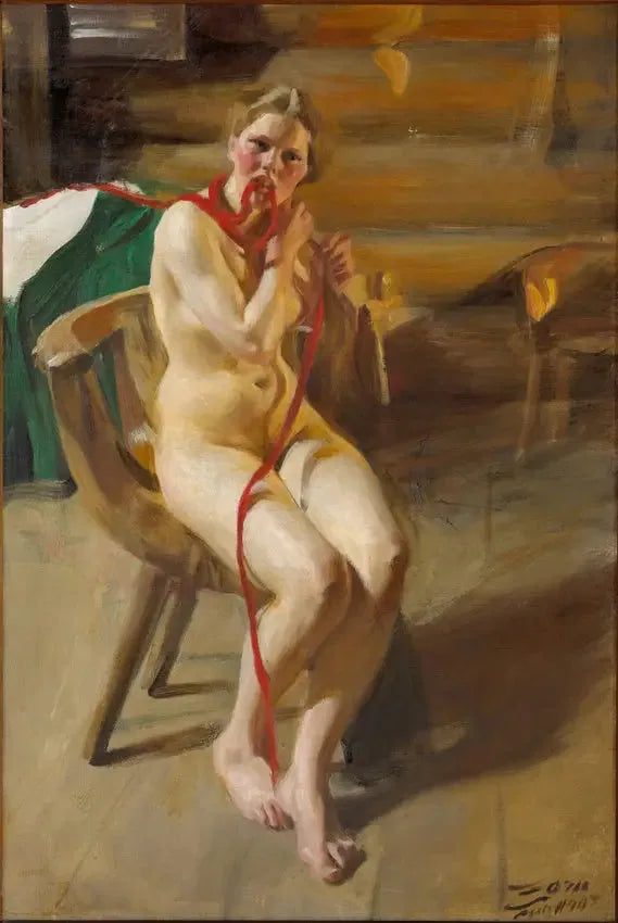 Femme nue se peignant les cheveux - Anders Zorn image 1 tableau peint à l’huile sur toile