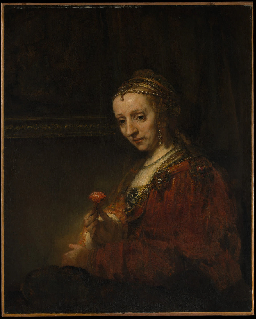 Femme à l’œillet – Rembrandt, début des années 1660