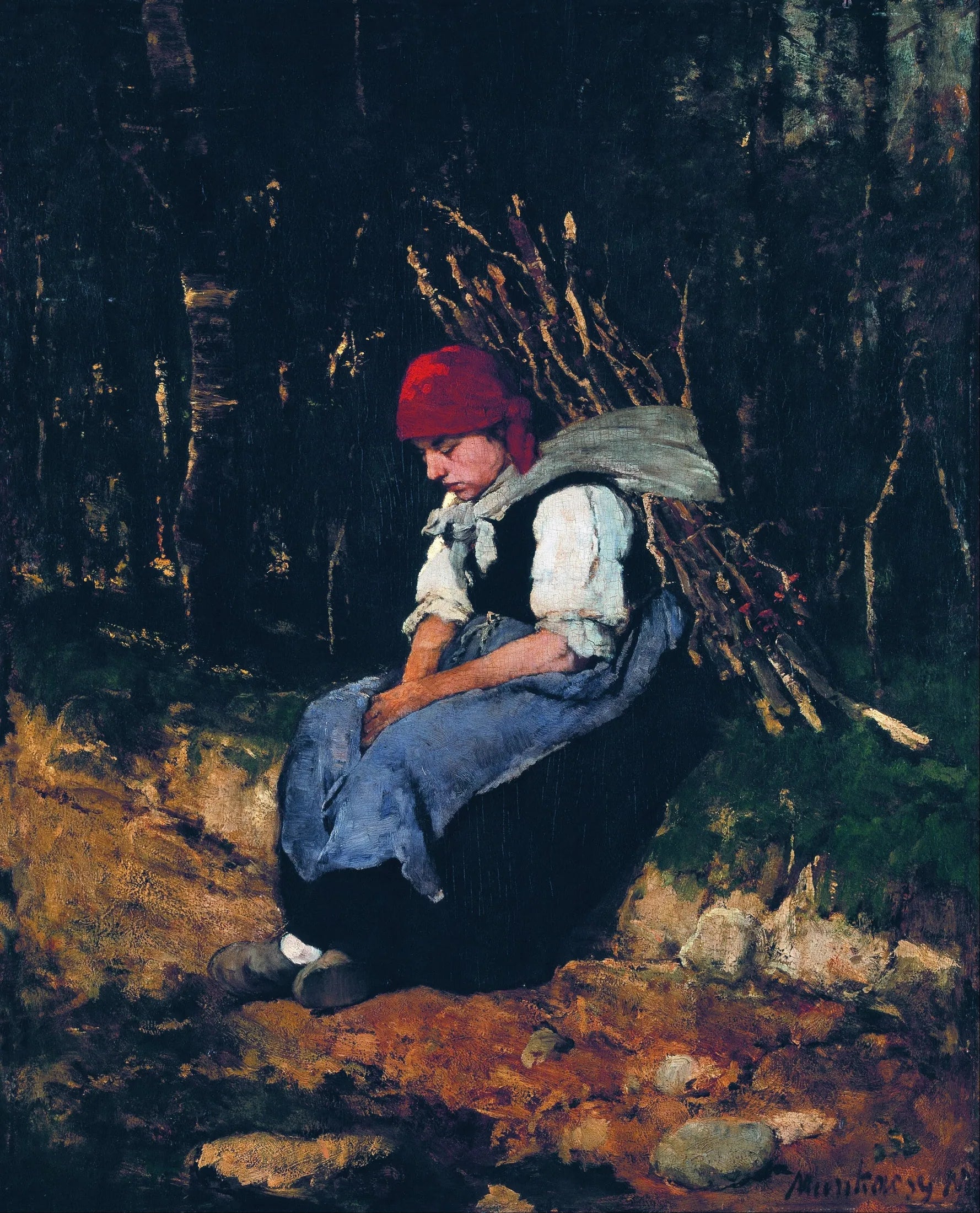 Femme portant un pédé - Mihály Munkácsy image 1 copie de tableau peinte à la main