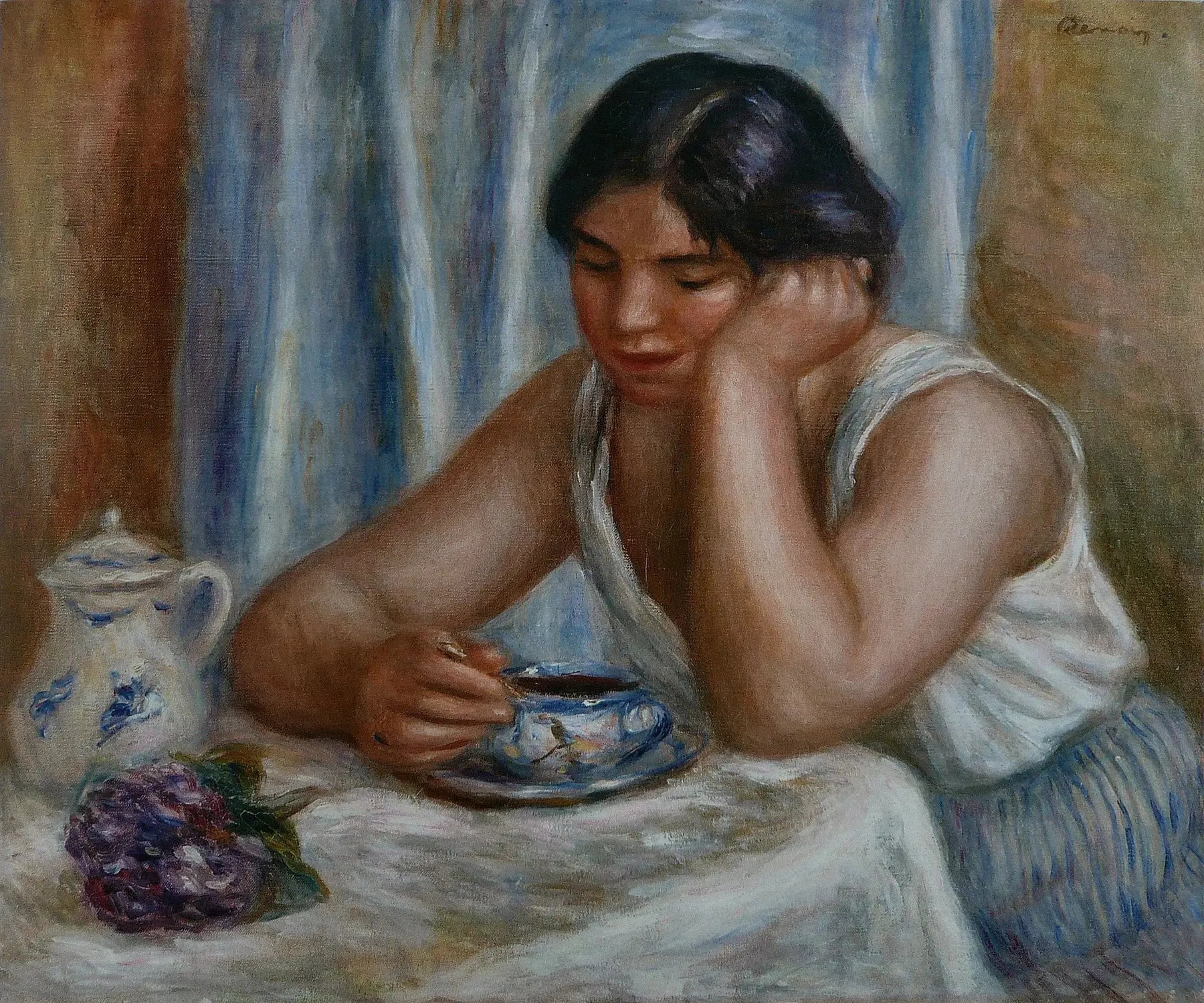 Femme prenant du chocolat - Pierre-Auguste Renoir image 1 tableau peint à l’huile sur toile