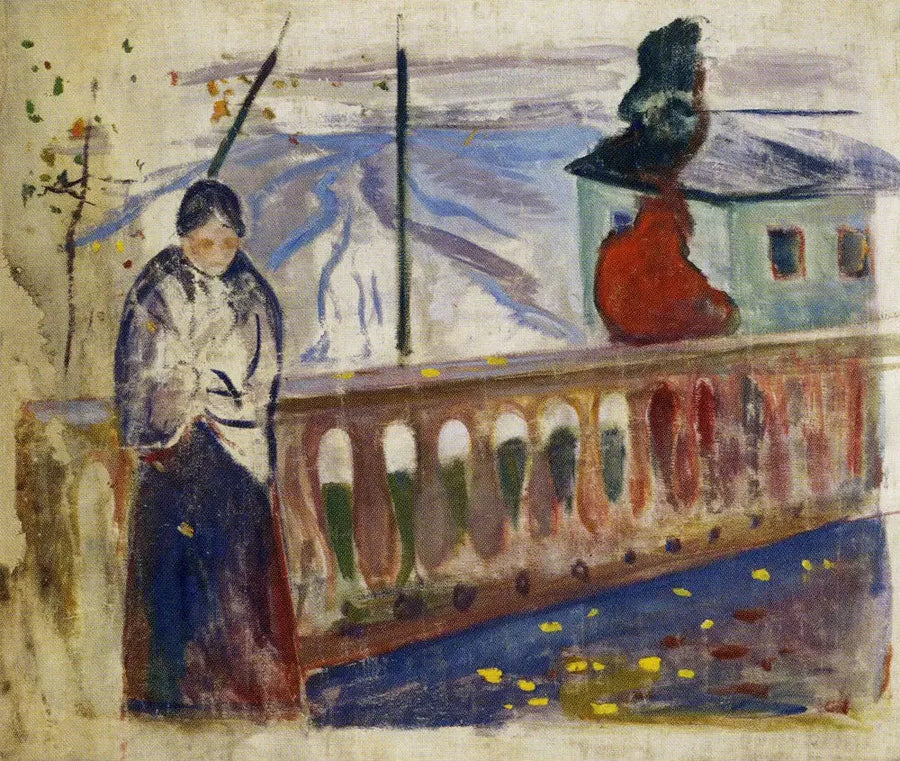 Femme près de la balustrade - Edvard Munch