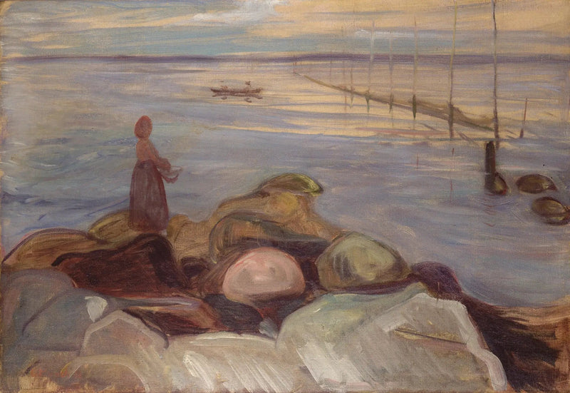 Femme près de la mer à Åsgardstrand - Edvard Munch